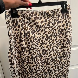 Forever 21 Leopard Print Silk Midi Skirt